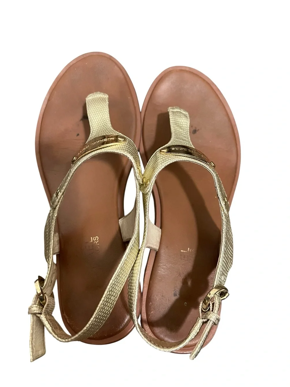 Michael Kors Gold Thong Leather Sandals 7M